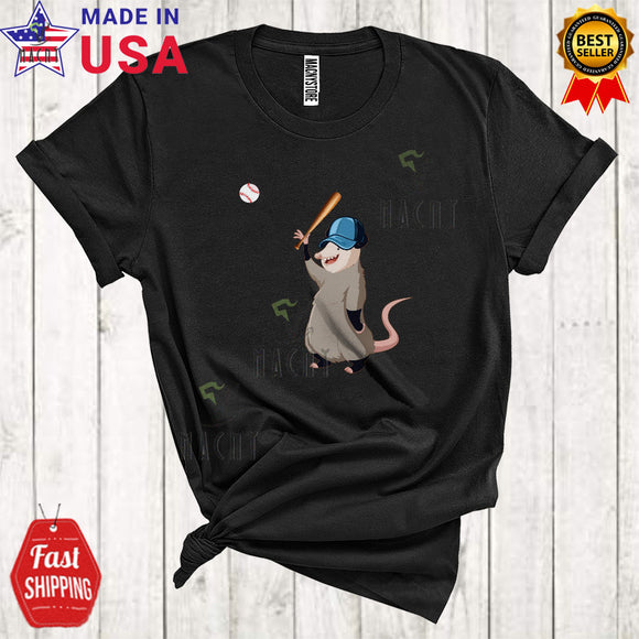 MacnyStore - Opossum Playing Baseball Funny Cool Opossum Animal Sport Playing Player Team Lover T-Shirt