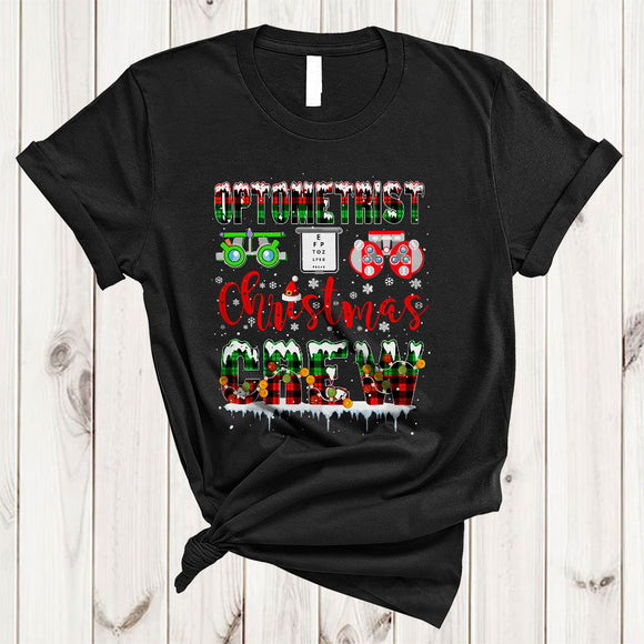 MacnyStore - Optometrist Christmas Crew, Wonderful Plaid X-mas Snow Around, Matching Optometrist Lover T-Shirt