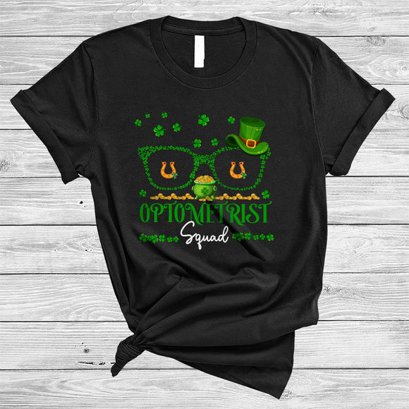 MacnyStore - Optometrist Squad, Lovely St. Patrick's Day Green Shamrock Glasses, Optician Optometrist Group T-Shirt
