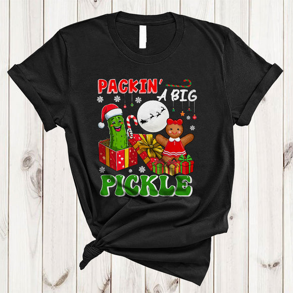 MacnyStore - Packin' A Big Pickle, Sarcastic Christmas Santa Pickle In Package Box, Gingerbread X-mas T-Shirt