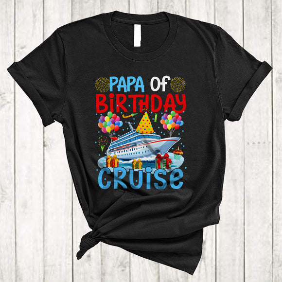 MacnyStore - Papa Of Birthday Cruise, Joyful Cute Birthday Party Cruise Lover, Matching Family Group T-Shirt