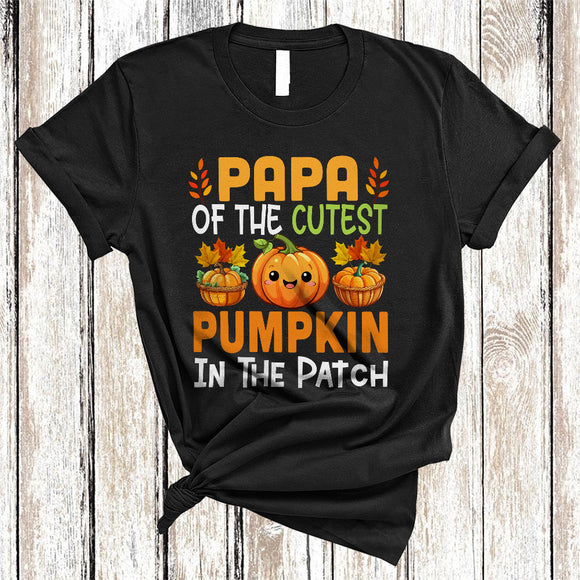 MacnyStore - Papa Of The Cutest Pumpkin In The Patch, Cute Halloween Thanksgiving Pumpkin, Fall Family T-Shirt