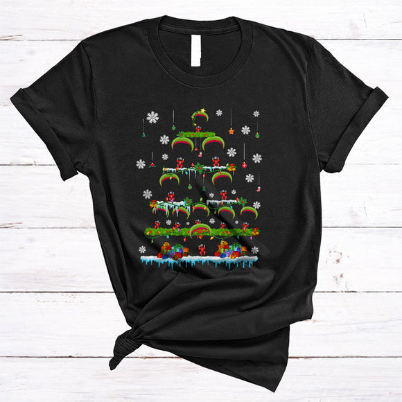 MacnyStore - Paragliding Christmas Tree, Joyful Cute X-mas Lights Tree Pajamas, Snow Around Family Group T-Shirt