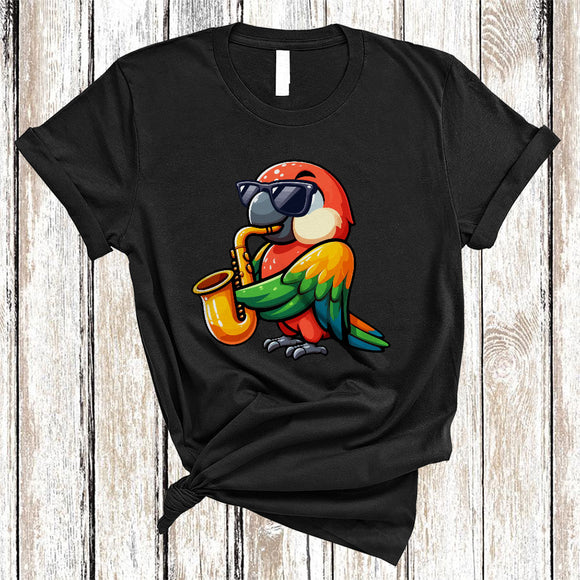 MacnyStore - Parrot Playing Saxophone, Lovely Parrot Sunglasses Animal Lover, Musical Instruments Player T-Shirt