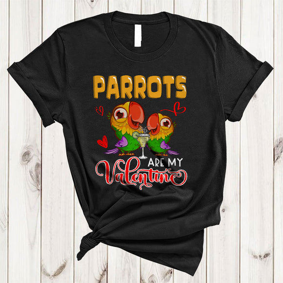 MacnyStore - Parrots Are My Valentine, Humorous Valentine's Day Couple Parrots Lover, Hearts Animal Lover T-Shirt