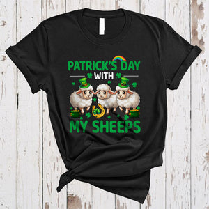 MacnyStore - Patrick's Day With Sheeps, Joyful St. Patrick's Day Shamrock Farm Animal, Matching Farmer Group T-Shirt