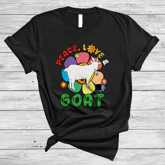 MacnyStore - Peace Love And Goat, Adorable Flowers Peace Sign, Matching Floral Farmer Lover T-Shirt