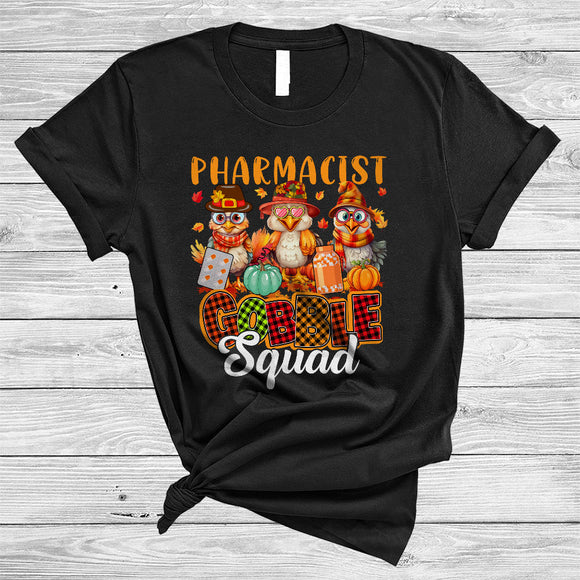 MacnyStore - Pharmacist Gobble Squad, Cute Three Pharmacist Turkeys Lover, Matching Thanksgiving Group T-Shirt