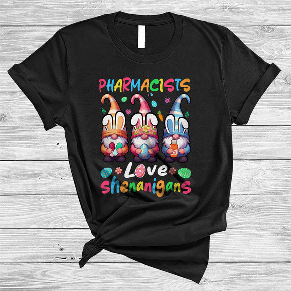 MacnyStore - Pharmacists Love Shenanigans, Lovely Easter Day Three Gnomes Bunny, Pharmacist Group T-Shirt