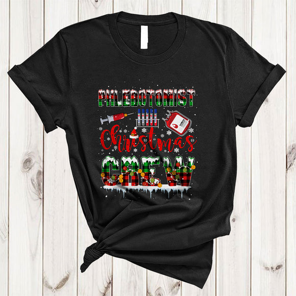 MacnyStore - Phlebotomist Christmas Crew, Wonderful Plaid X-mas Snow Around, Matching Phlebotomist Lover T-Shirt