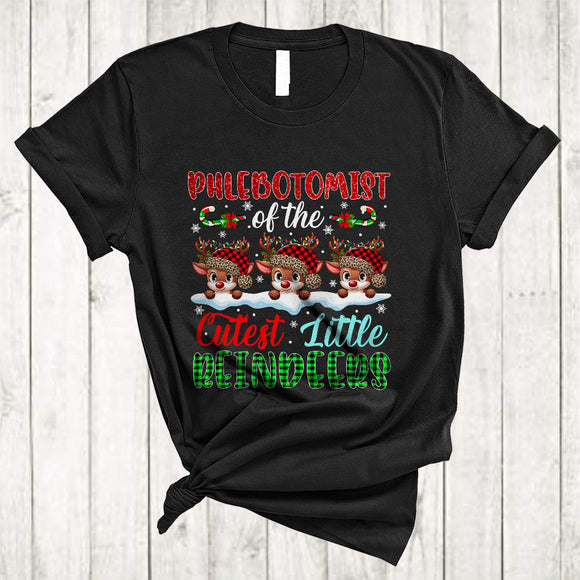 MacnyStore - Phlebotomist Of The Cutest Little Reindeers, Lovely Plaid Christmas Three Reindeers, Phlebotomist Group T-Shirt