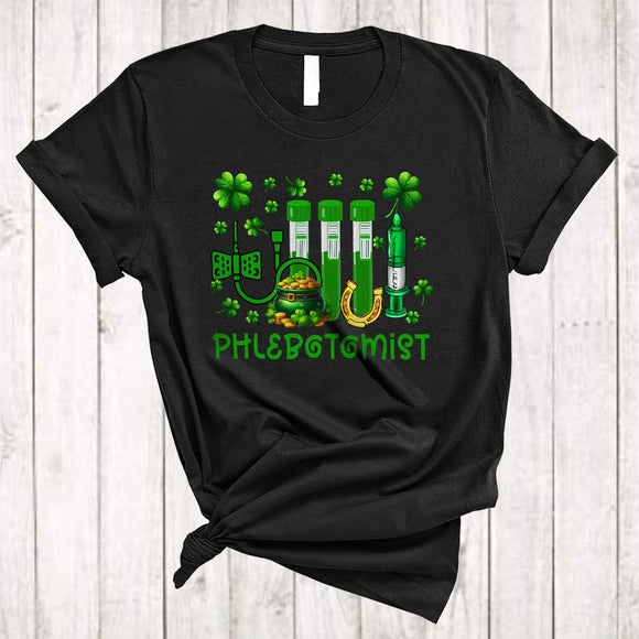 MacnyStore - Phlebotomist, Awesome St. Patrick's Day Irish Shamrocks, Matching Phlebotomist Nurse Group T-Shirt