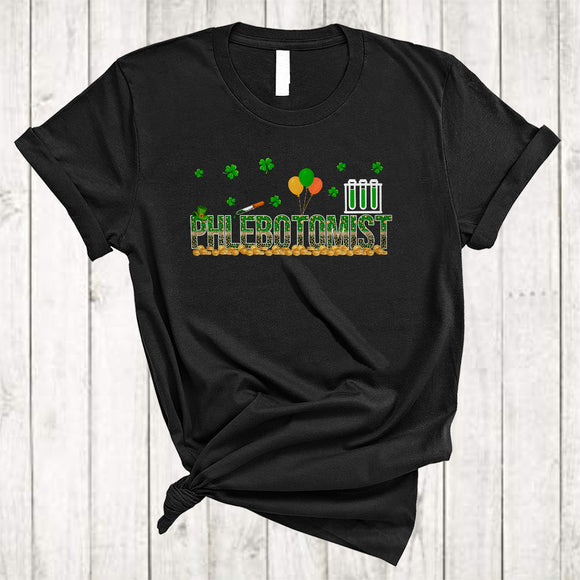 MacnyStore - Phlebotomist, Awesome St. Patrick's Day Leopard Shamrocks, Matching Girls Women Family Group T-Shirt