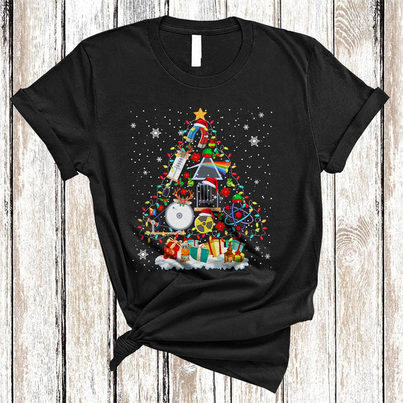 MacnyStore - Physics Tools As Christmas Tree, Colorful Merry X-mas Lights Physics Teacher, Snow X-mas Group T-Shirt