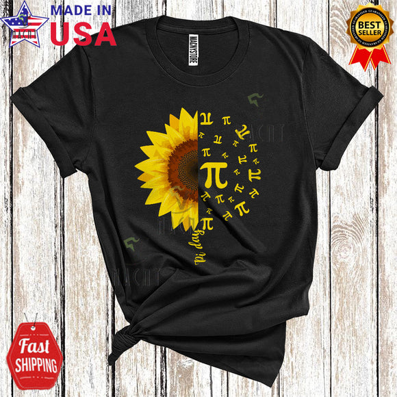 MacnyStore - Pi Day Cool Happy Pi Day Half Sunflower Pi Number Symbol Matching Math Science Teacher Lover T-Shirt