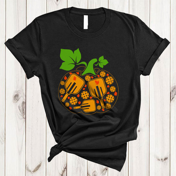 MacnyStore - Pickleball Tools Pumpkin Shape, Lovely Pickleball Player Thanksgiving, Matching Fall Family Group T-Shirt