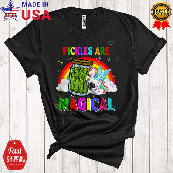 MacnyStore - Pickles Are Magical Funny Sarcastic Rainbow Matching Unicorn Pickle Food Lover T-Shirt