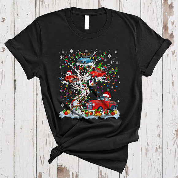 MacnyStore - Pickup Truck On Christmas Tree, Wonderful X-mas Snow Around, Santa Pickup Truck X-mas T-Shirt