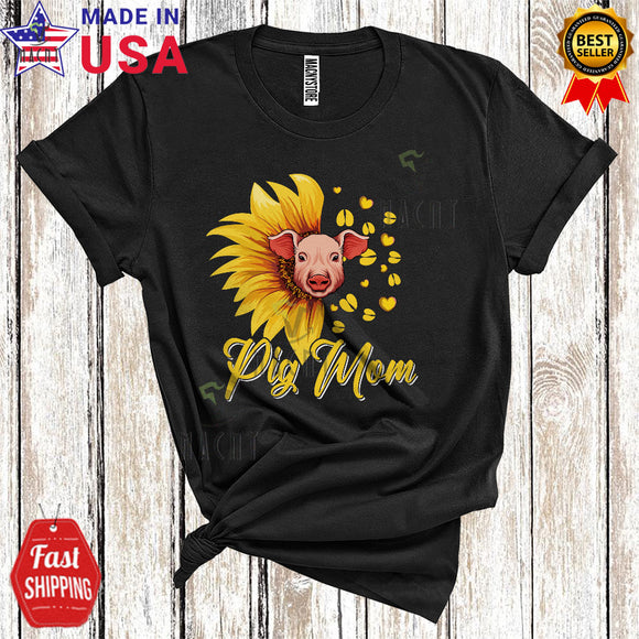 MacnyStore - Pig Mom Cute Cool Mother's Day Matching Family Group Sunflower Animal Farmer T-Shirt