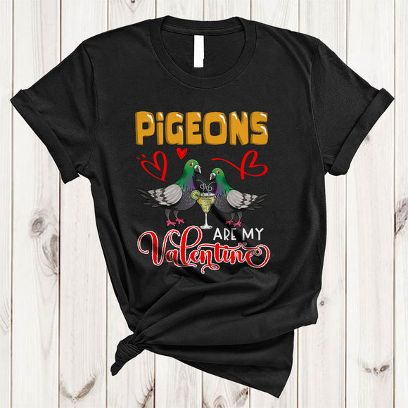 MacnyStore - Pigeons Are My Valentine, Humorous Valentine's Day Couple Pigeons Lover, Hearts Animal Lover T-Shirt