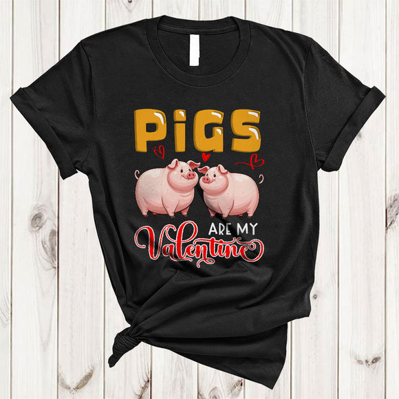 MacnyStore - Pigs Are My Valentine, Humorous Valentine's Day Couple Pigs Farmer, Hearts Animal Farmer T-Shirt
