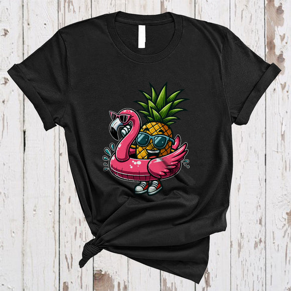 MacnyStore - Pineapple In A Flamingo Float, Adorable Flamingo Fruit Lover, Matching Vegan Group T-Shirt