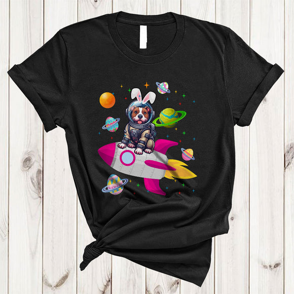 MacnyStore - Pit Bull Bunny Astronaut With Easter Egg Basket, Lovely Easter Space, Egg Hunt Group T-Shirt