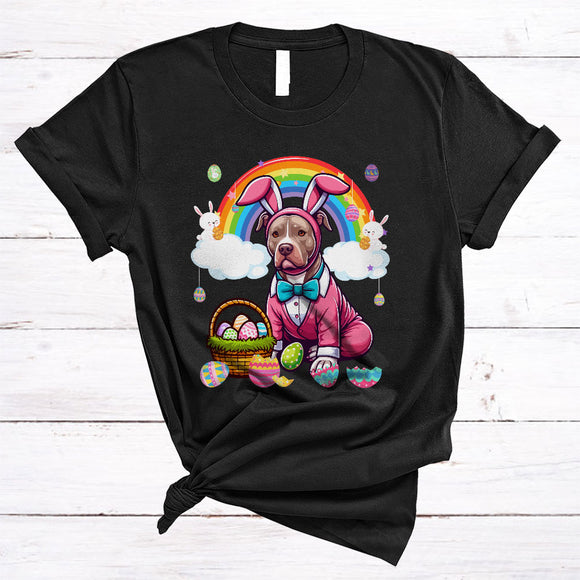 MacnyStore - Pit Bull In Easter Bunny Cosplay, Amazing Easter Day Hunting Eggs Rainbow, Family Group T-Shirt