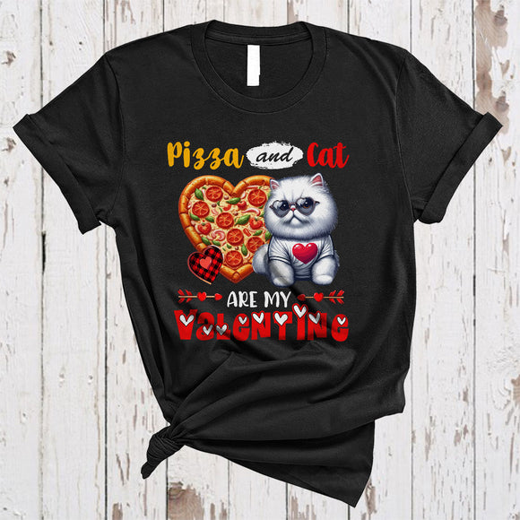 MacnyStore - Pizza And Cat Are My Valentine, Wonderful Anti Valentine Pizza Food, Hearts Family Group T-Shirt