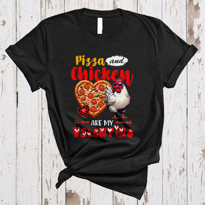MacnyStore - Pizza And Chicken Are My Valentine, Wonderful Anti Valentine Pizza Food, Hearts Family Group T-Shirt
