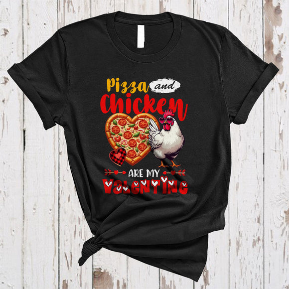 MacnyStore - Pizza And Chicken Are My Valentine, Wonderful Anti Valentine Pizza Food, Hearts Family Group T-Shirt