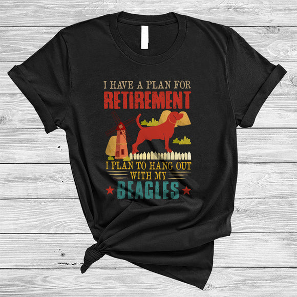 MacnyStore - Plan For Retirement Hang Out With My Beagles, Humorous Vintage Beagle, Retirement T-Shirt