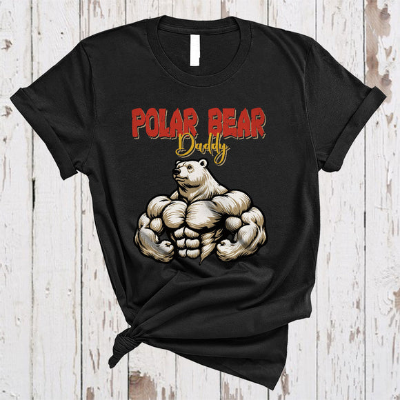 MacnyStore - Polar Bear Daddy, Amazing Father's Day Muscle Polar Bear Animal Lover, Matching Dad Family Group T-Shirt
