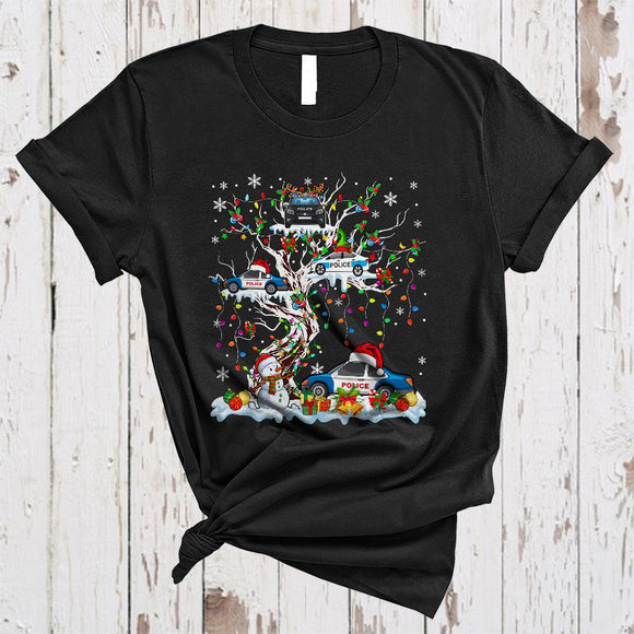 MacnyStore - Police Car On Christmas Tree, Wonderful X-mas Snow Around, Santa Police Car X-mas T-Shirt