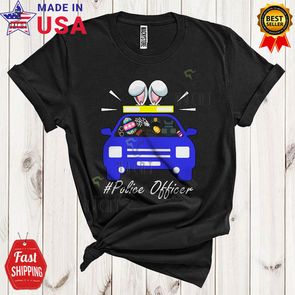 MacnyStore - Police Officer Tools Bunny Police Car Shape Cute Cool Easter Day Matching Bunny Family Egg Hunt Group T-Shirt