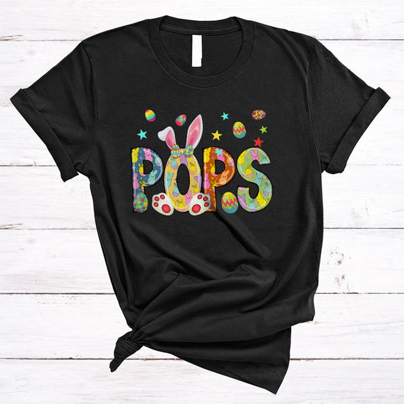 MacnyStore - Pops, Colorful Easter Day Bunny Ears, Easter Egg Hunting Lover Matching Family Group T-Shirt