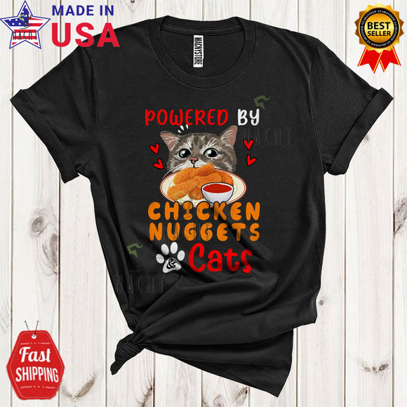 MacnyStore - Powered By Chicken Nuggets And Cats Funny Cute Chicken Cat Owner Family Group T-Shirt