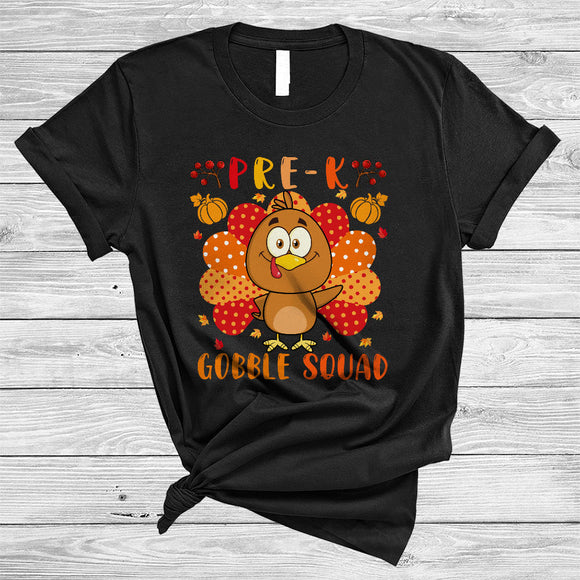 MacnyStore - Pre-K Gobble Squad, Lovely Cute Thanksgiving Adorable Turkey, Student Teacher Group T-Shirt