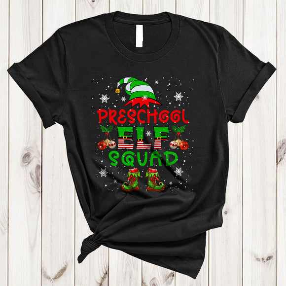 MacnyStore - Preschool ELF Squad, Joyful Merry Christmas ELF Snow Around, Teacher X-mas Group T-Shirt