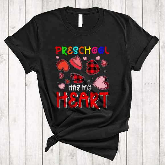 MacnyStore - Preschool Has My Heart, Wonderful Red Plaid Valentine's Day Hearts, Assistant Teacher Group T-Shirt