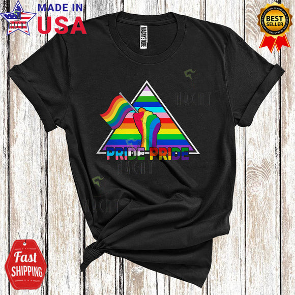 MacnyStore - Pride Pride Cool Funny LGBTQ Pride Strong Hand Holding Rainbow Gay Flag LGBT Proud T-Shirt