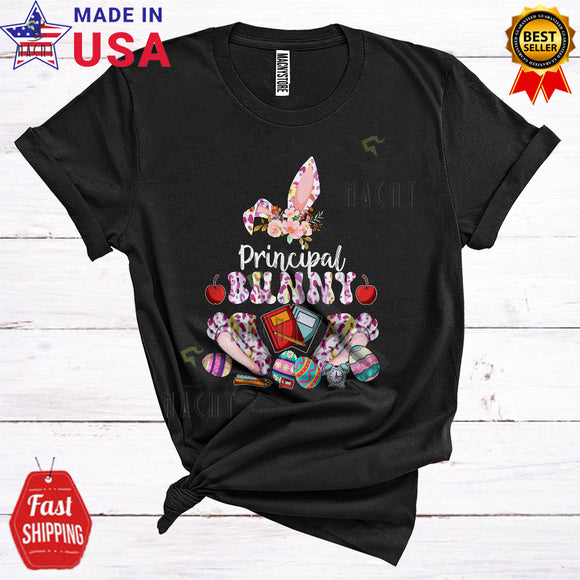 MacnyStore - Principal Bunny Cute Floral Easter Day Leopard Bunny Lover Matching Family Group T-Shirt