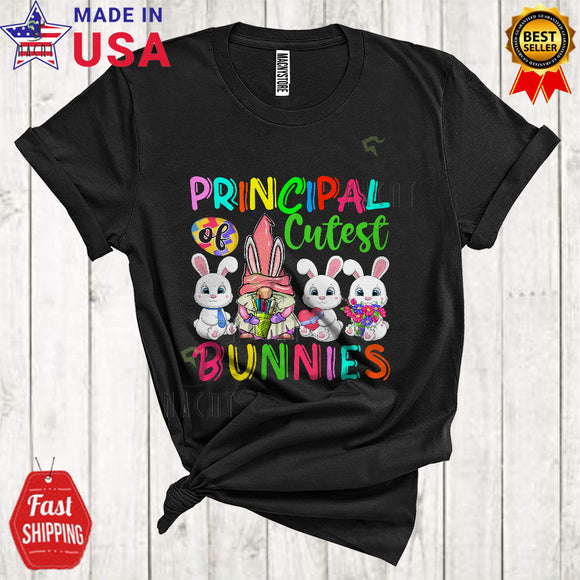 MacnyStore - Principal Of Cutest Bunnies Cute Happy Easter Day Three Bunnies Gnome Egg Hunt Lover T-Shirt
