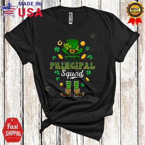 MacnyStore - Principal Squad Cute Cool St. Patrick's Day Shamrock Leprechaun Lover Matching Family Group T-Shirt