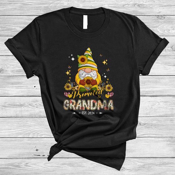 MacnyStore - Promoted To Grandma Est. 2024, Happy Mother's Day Gnome Sunflowers, Pregnancy Family T-Shirt