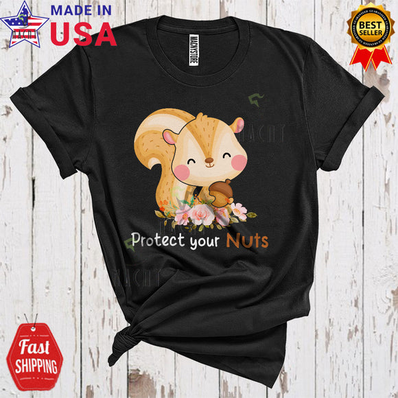 MacnyStore - Protect Your Nuts Cute Funny Floral Flower Squirrel Animal Matching Wild Animal Lover T-Shirt