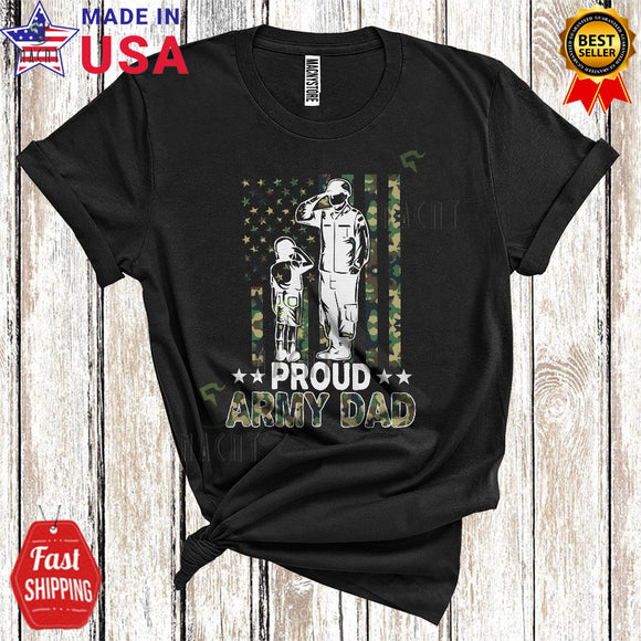 MacnyStore - Proud Army Dad Cool Happy Father's Day Family Veteran American Flag Family Lover T-Shirt