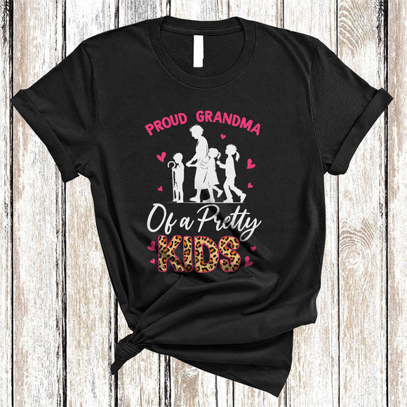 MacnyStore - Proud Grandma Of A Pretty Kids, Amazing Mother's Day Leopard, Matching Mom Family Group T-Shirt