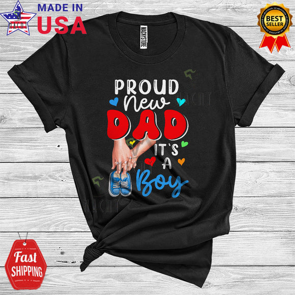 MacnyStore - Proud New Dad It's A Boy Cute Cool Pregnancy Father's Day Baby Gender Reveal Family T-Shirt