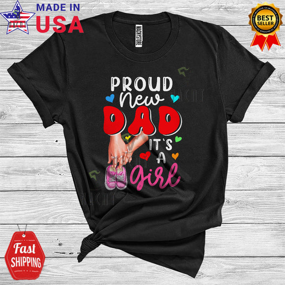 MacnyStore - Proud New Dad It's A Girl Cute Cool Pregnancy Father's Day Baby Gender Reveal Family T-Shirt